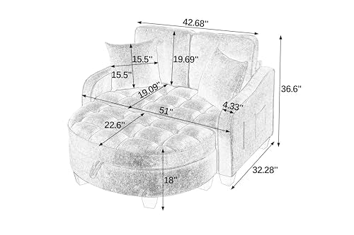 Chenille Tufted Loveseat Sofa and Ottoman Set, view 3