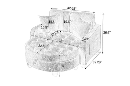 Chenille Tufted Loveseat Sofa and Ottoman Set, view 3