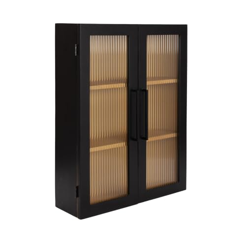 Langfeld Ribbed Glass Wall Cabinet for Bathroom Storage, view 2