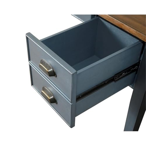 Farmhouse Wood Half Pedestal Executive Desk Writing Table Office Desk Blue, view 6