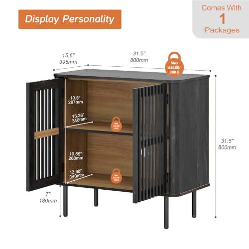 31.5" H Sideboard Buffet Cabinet with Adjustable Shelf, Black, view 3
