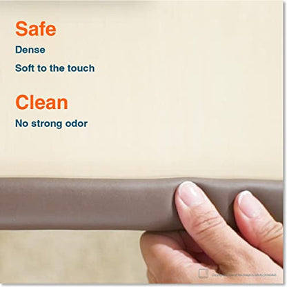 HeftyFit Edge Protector for Baby Proofing (6ft Large Edge Only), Heavy-Duty Soft Rubber Foam Furniture Edge Bumper Guards, Desk Edge Cushion, Wall Corner Covers, 3M Adhesive, Coffee Brown