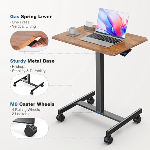 Mobile Rolling Desk with Wheels Adjustable Height, view 6