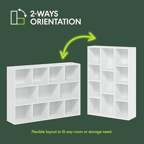 LUDER Book Shelf, 11-Cube Bookshelf, Reversible Bookcase, 9.4 x 29.1 x 41.7, view 6