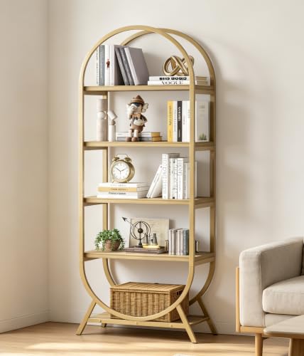 Arched Bookshelf, 5-Tier Tall Wide Open Bookshelf, view 7