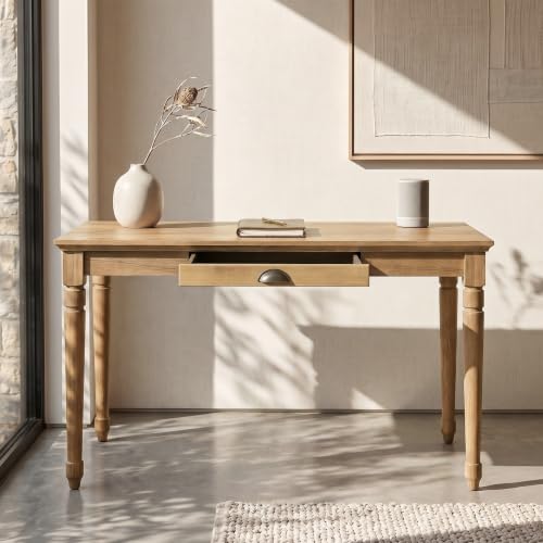 60" Rustic Farmhouse Writing Desk with Storage Drawer, Seadrift, view 4