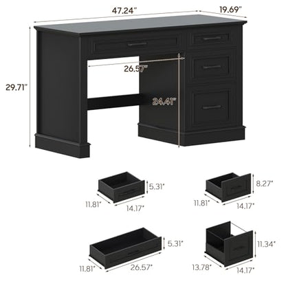Farmhouse 47" Executive Desk with File Drawer, Computer Desk with 4 Drawers, view 3