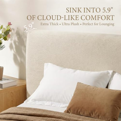 Cloud Bed Frame, Upholstered Queen Platform Bed Frame, Cream, view 5