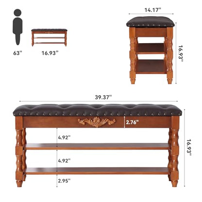 Tribesigns Solid Wood Shoe Bench with Cushion 2 Tier Lift Top, Storge Shoe Bench with Rack for Entryway, 8-10 Pair Shoe Organizer with Hidden Compartment for Hallway, Bedroom, Living Room