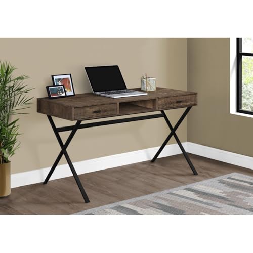 Hassyee Multi-use Rustic Computer Desk with X-Design Metal Base, view 2
