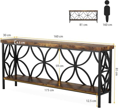 Sofa Table, 70.9 Inch Industrial Behind Couch Table with Storage Shelves, Narrow Long Console Table for Entryway, Living Room, Foyer, Hallway, Office