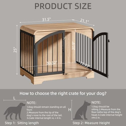 31.5" Farmhouse Dog Crate Furniture for Small Dogs, view 3