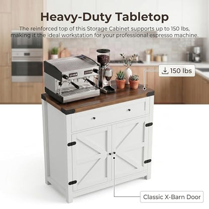 Kitchen Storage Coffee Bar Accent Cabinet, White&Brown, 1PCS, view 4