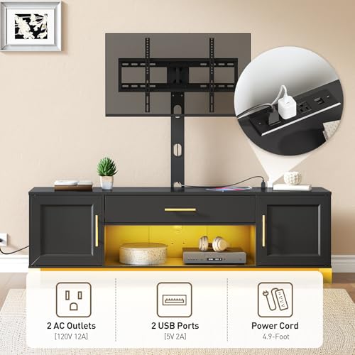 59" Modern TV Stand with Mount and Power Outlet, view 6