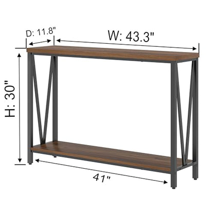 Entryway Table, Narrow Console Table, Modern Sofa Table for Living Room, Hallway, Behind Couch (Rustic Walnut)