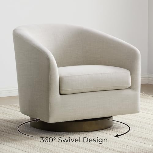 CHITA Swivel Accent Chair, FSC Certified Wood Frame, Fully Assembled, Linen