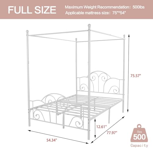 Metal Canopy Bed Frame Full Size with Headboard & Footboard, view 3