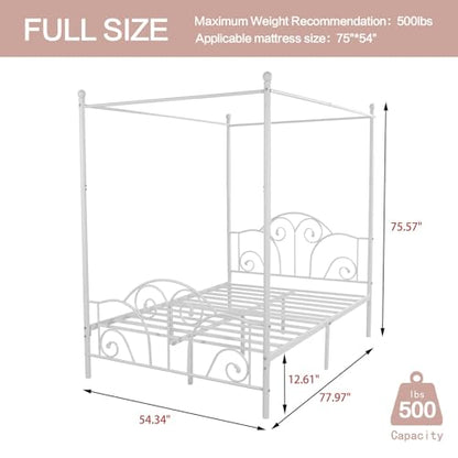 Metal Canopy Bed Frame Full Size with Headboard & Footboard, view 3
