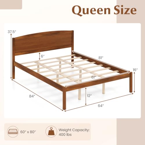 Queen Wooden Bed with Curved Headboard, view 3