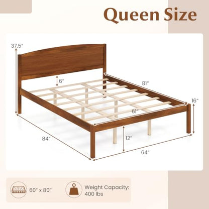 Queen Wooden Bed with Curved Headboard, view 3
