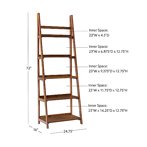 Melissa Walnut Mid-Century 5 Shelf Bookcase