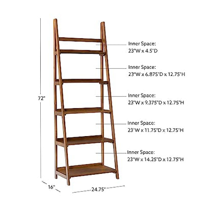 Melissa Walnut Mid-Century 5 Shelf Bookcase