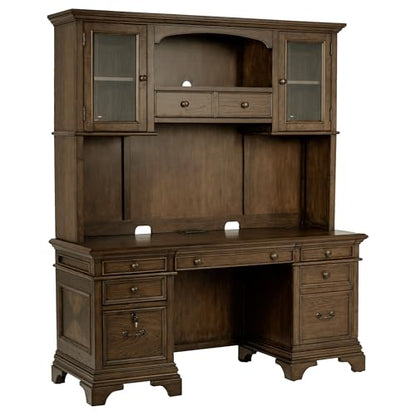 Coaster Hartshill 66-inch Credenza Desk with Hutch, Burnished Oak 881283, view 2
