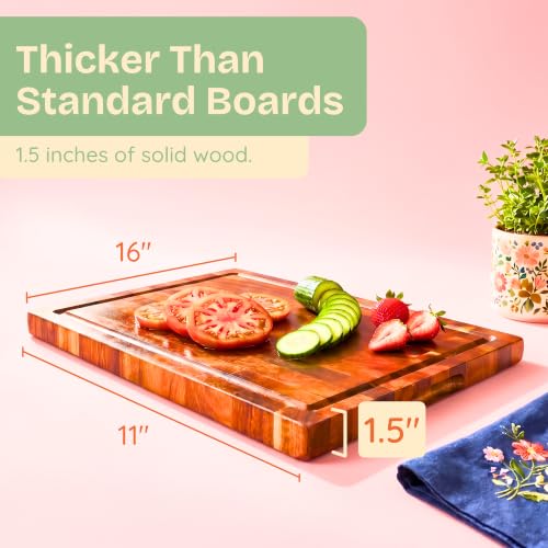 End Grain Butcher Block Cutting Board [1.5" Thick]. Made of Acacia Wood, view 4