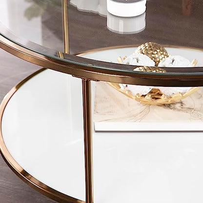 Risa Cocktail Table, Gold, 34 in x 34 in x 18 in