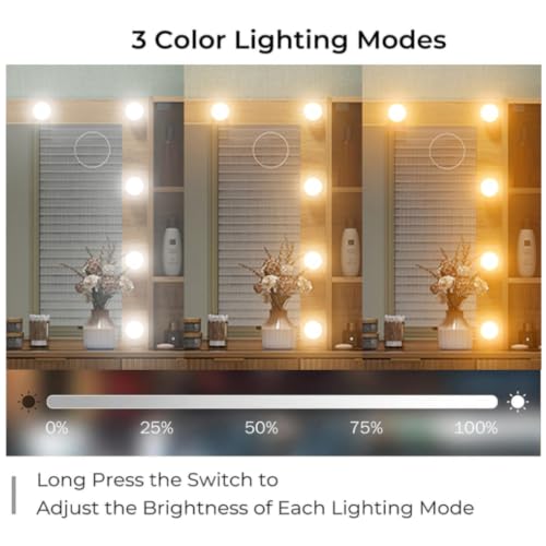 Yanosaku 47" Fluted Vanity Desk with Mirror & LED Lights, view 6
