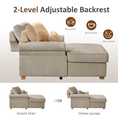 63.39" Oversized Chaise Lounge Chair with Storage, Chenille Camel, view 4