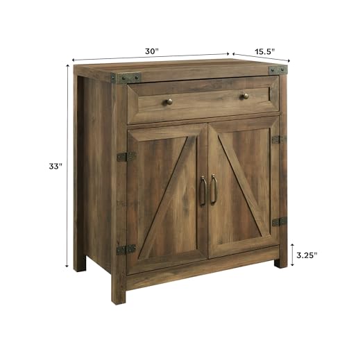 Cass Modern Farmhouse Double Barn Door Accent Cabinet, 30 Inch, Rustic Oak, view 4