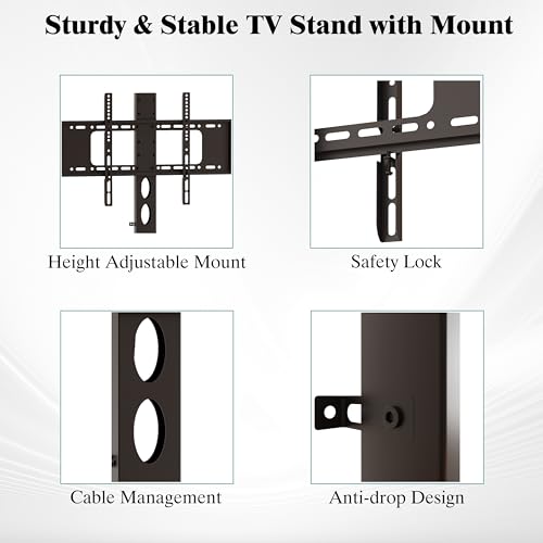 63" W TV Stand with Mount,LED & Charging Station for 55,65,75" TV, view 7