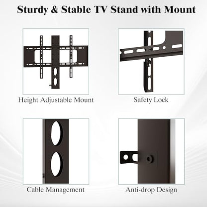 63" W TV Stand with Mount,LED & Charging Station for 55,65,75" TV, view 7