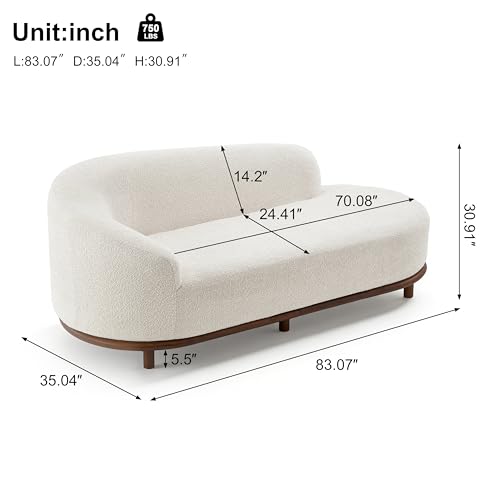 Boucle Oversized Chaise Lounge Left-Facing Sofa 83" (White), view 3