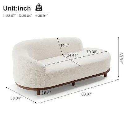 Boucle Oversized Chaise Lounge Left-Facing Sofa 83" (White), view 3