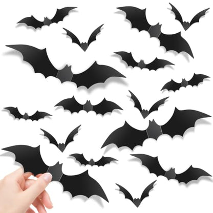 140Pcs Bats Halloween Decor, Real Scary Bat Stickers for Halloween Party, view 2