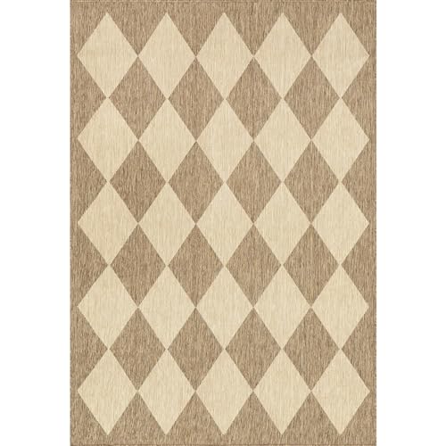 Outdoor Performance Collection Sabina Brown/Ivory, 6'7" Square, Soft, High Traffic, Stain Resistant, Easy Clean, Durable Area Rug for Indoor/Outdoor Patio, Deck, Porch, Garden, Courtyard