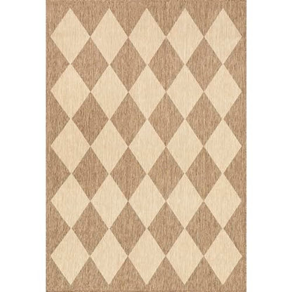Outdoor Performance Collection Sabina Brown/Ivory, 6'7" Square, Soft, High Traffic, Stain Resistant, Easy Clean, Durable Area Rug for Indoor/Outdoor Patio, Deck, Porch, Garden, Courtyard