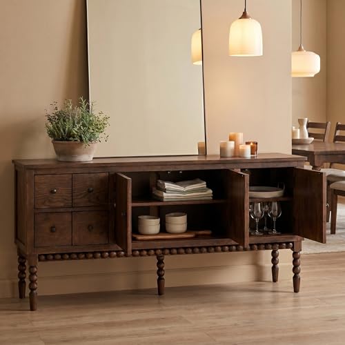 65" TV Entertainment Console, Buffet Cabinet, Cocoa Brown, view 8