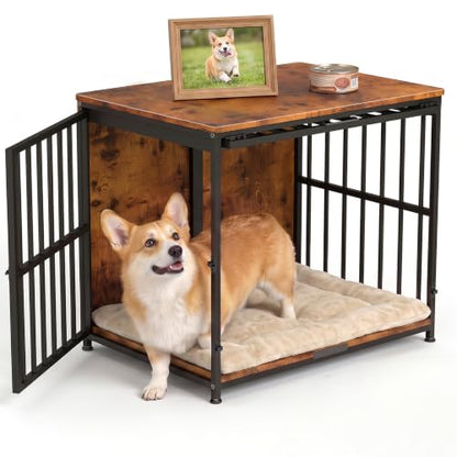 31.5" Dog Crate Furniture， Dog Kennel with Flip Up Hidden Door, view 2