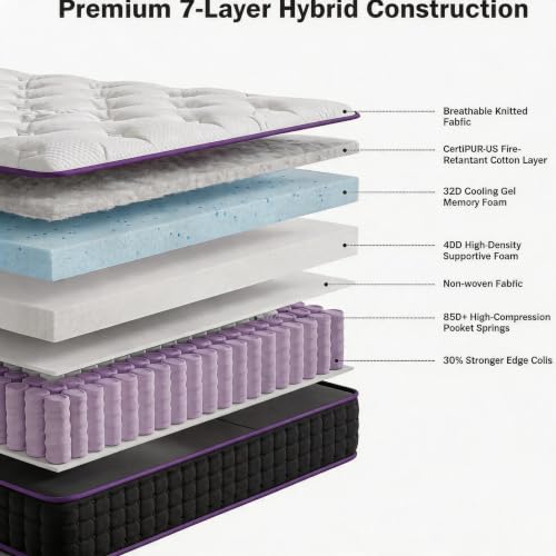 10/12/14 Inch Hybrid Mattress, view 4