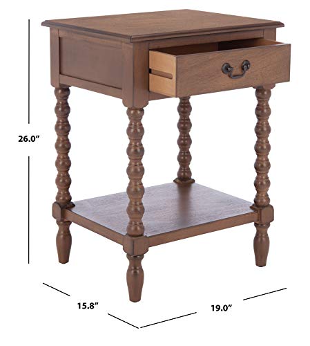 SAFAVIEH Furniture - Athena 1-Drawer Accent Table - Brown - Solid Wood - Farmhouse Classic Design - Ideal for Living Room, Entryway, Home Office, 19"W x 15.8"D x 26"H (ACC5703C)