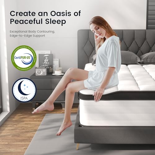 14 Inch Queen Mattress, Medium Firm Hybrid Pocket Spring Bed, view 7