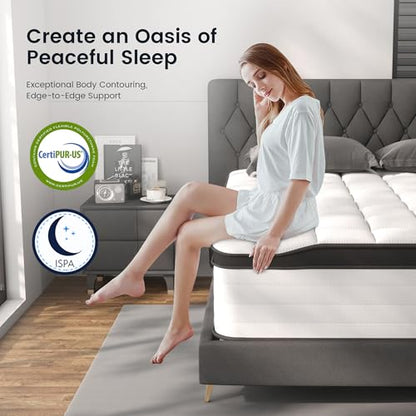 14 Inch Queen Mattress, Medium Firm Hybrid Pocket Spring Bed, view 7