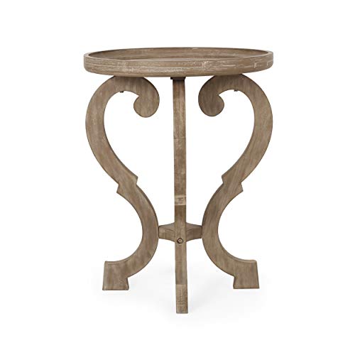 Natural French country accent table with round top, view 7