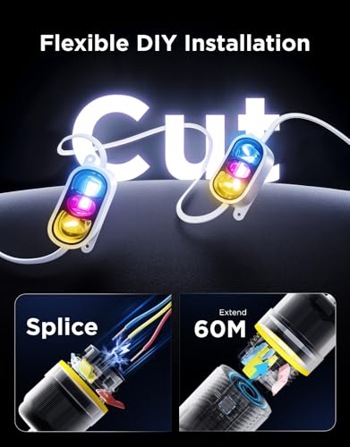 Govee Permanent Outdoor Lights Prism, 200ft with 72 Triple-Color Lighting Heads, 100+ Scene Modes, Up to 60lm for Outdoor Decor, IP68 Waterproof, Works with Alexa, Google Assistant & Matter, White
