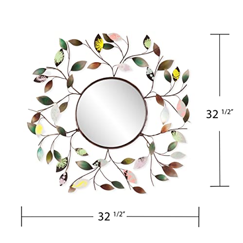 Decorative metallic leaf wall mirror, view 4