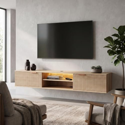 70" Floating TV Stand for TVs Up to 80", Fluted Entertainment Center, view 2