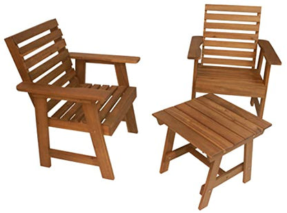 Sequoia Rustic Patio Furniture Set, Acacia Wood 3-Piece Set with 2 Chairs & Table, Rustic Style for Porch, Deck, Backyard, Outdoor, Easy Assembly